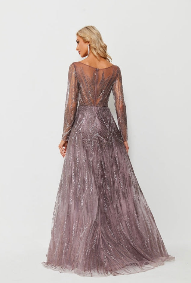 Unique round neckline A-line Ball gown